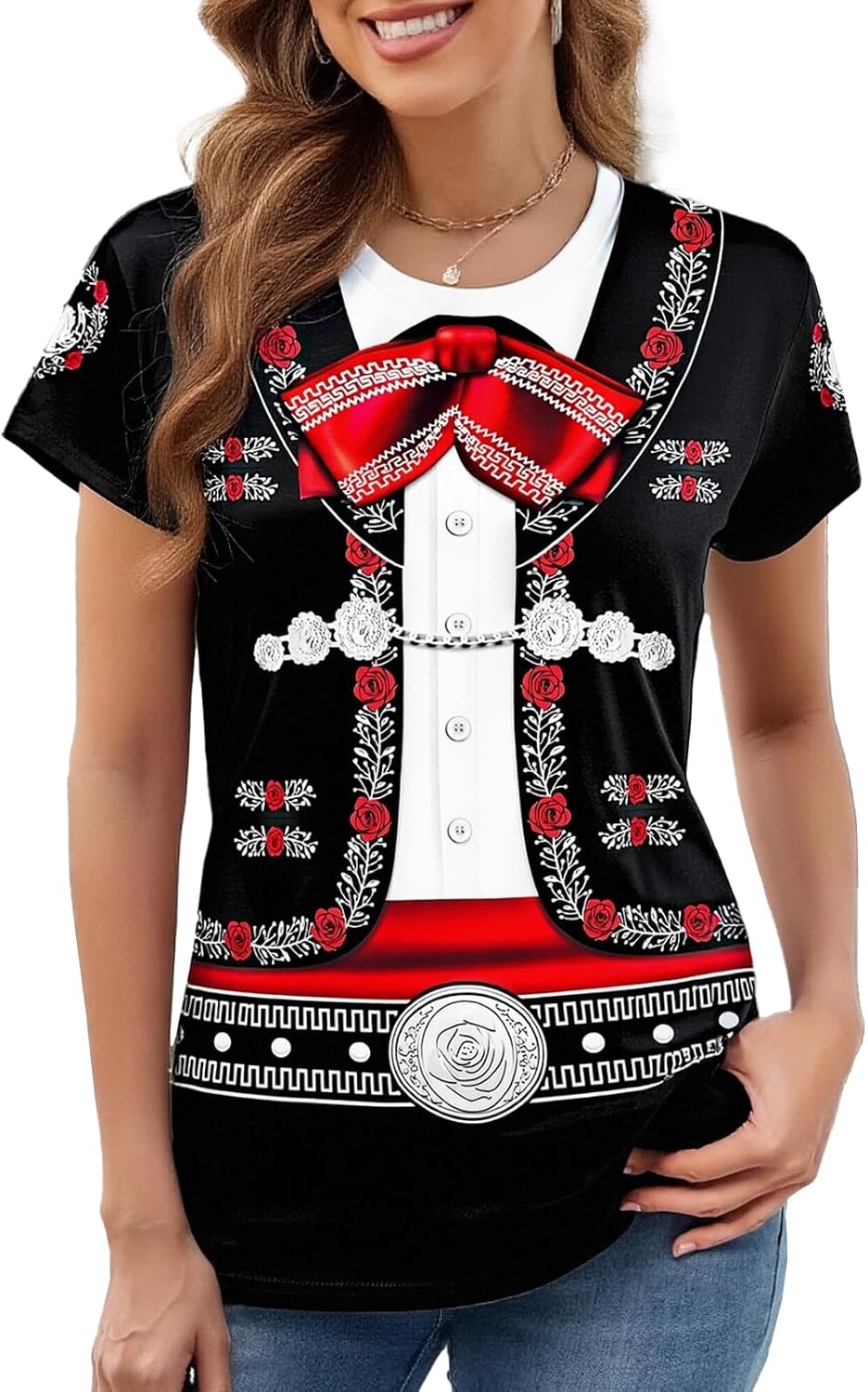 Women's Mexican Mariachi Costume Shirt T-Shirts Outfits