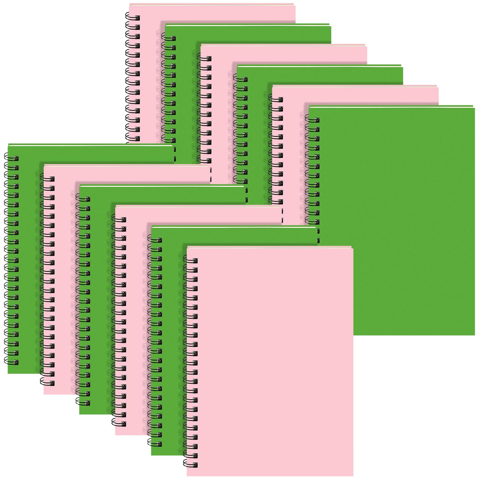 Yahenda Lot de 18 carnets à spirales, 1 sujet, larges lignes, rose, vert | A5 21,6 x 14,9 cm, 100 pages, 50 feuilles lignées, journal à couverture souple pour étudiants, fournitures de rentrée