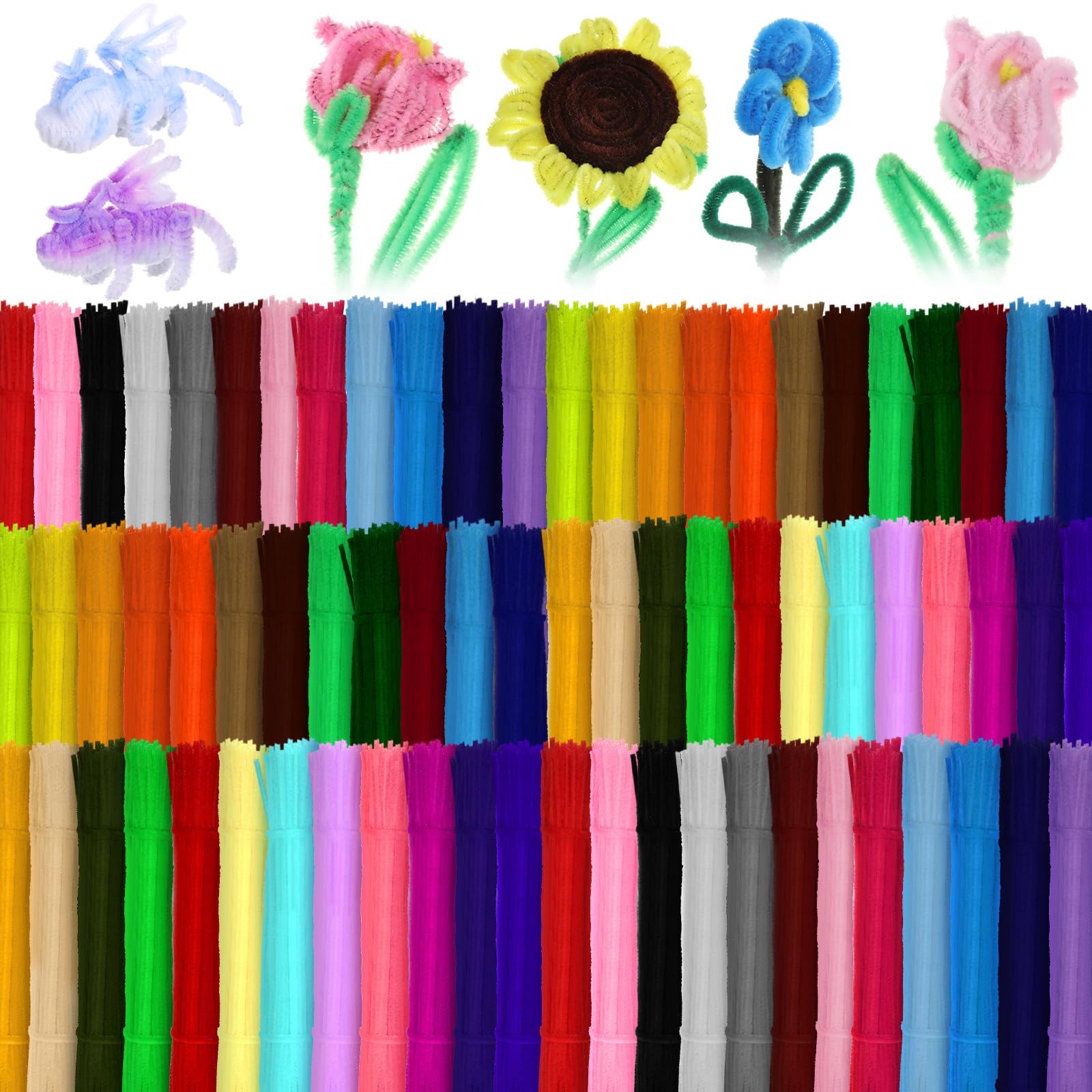 Yunsailing 7200 Pcs Pipe Cleaners 6 mm x 12 Inch Chenille Stems Pipe Cleaners Craft Supplies Art Supplies for Kids Adults DIY Creative Decorations Creative DIY Projects Decorations