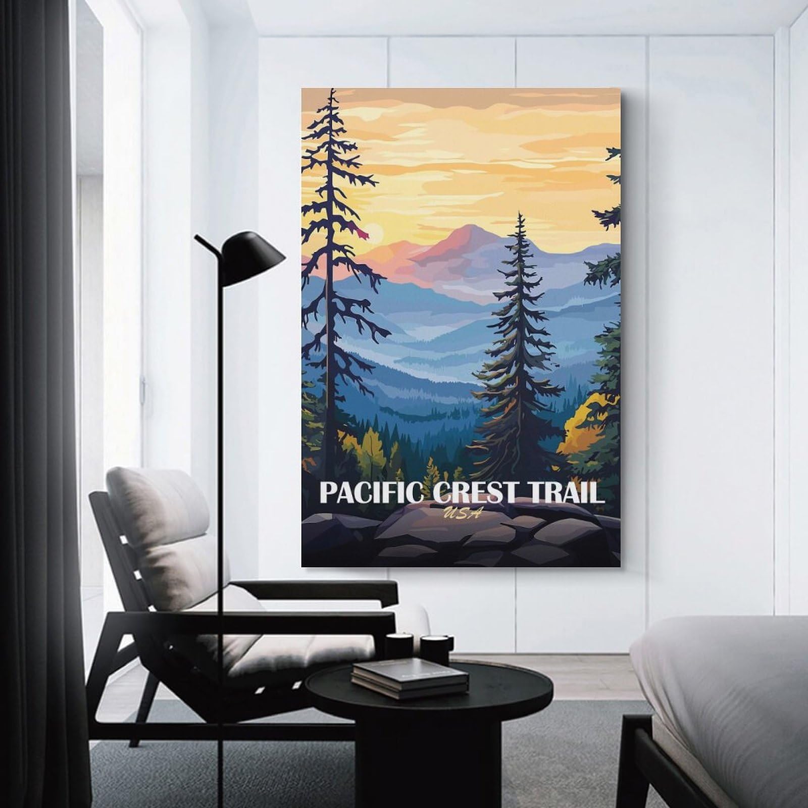 Junmoney Pacific Crest Trail Landscape Art Room Decor Wall Art 08x12inch(20x30cm), for Entrance Spaces, Stair Walls Or Halls, A Neat Decor Update for Hallways