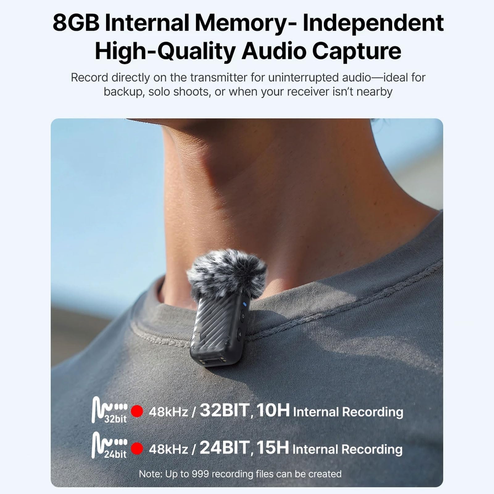 Bezprzewodowy Mikrofon Krawatowy, Redukcja Szumów 40 DB Oparta na Prawdziwej Sztucznej Inteligencji, 32-bitowe Nagrywanie Wewnętrzne, pamięć 8 GB, do Transmisji Strumieniowej (BOYAMIC 2-01)