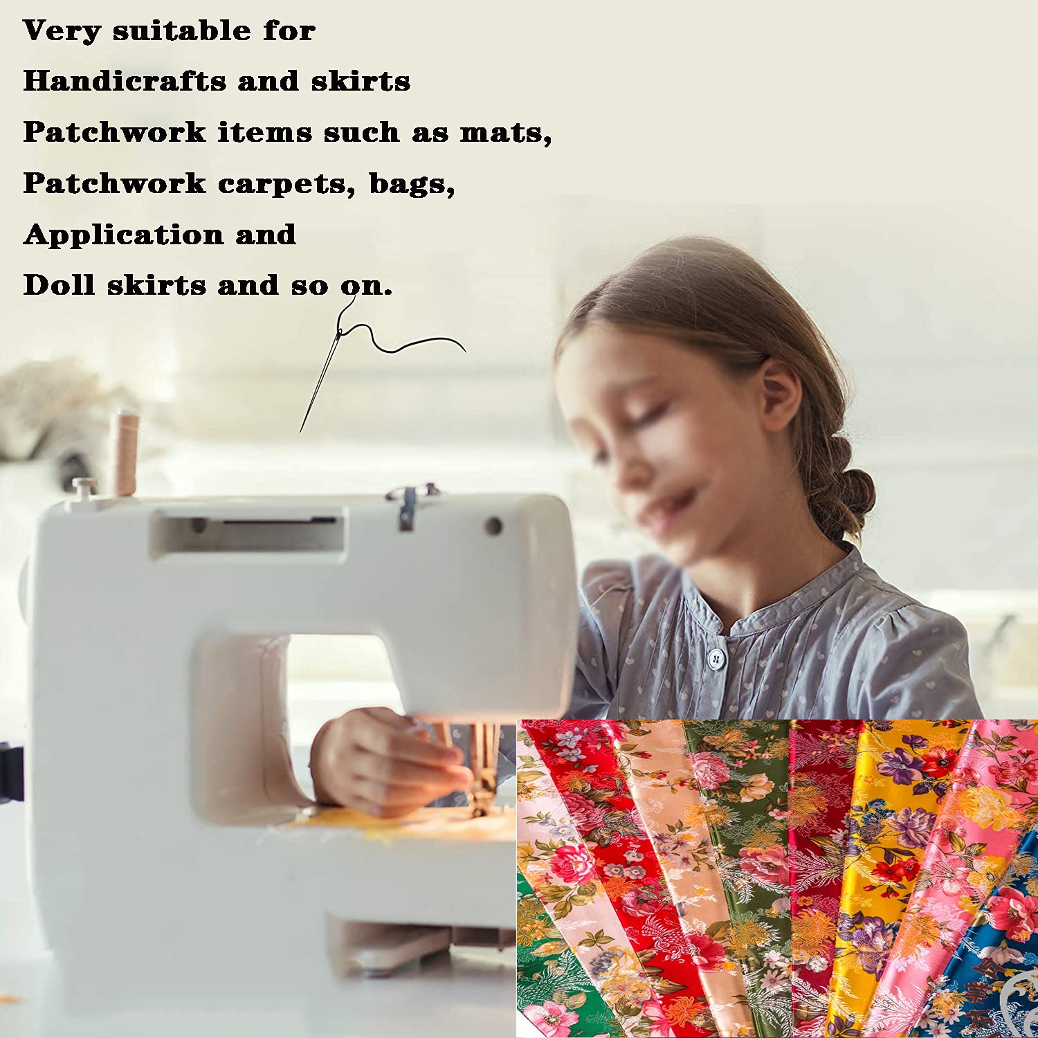 Tkanina satynowa brokatowa żakardowa wielokolorowa 75 cm x 50 cm(Blue)