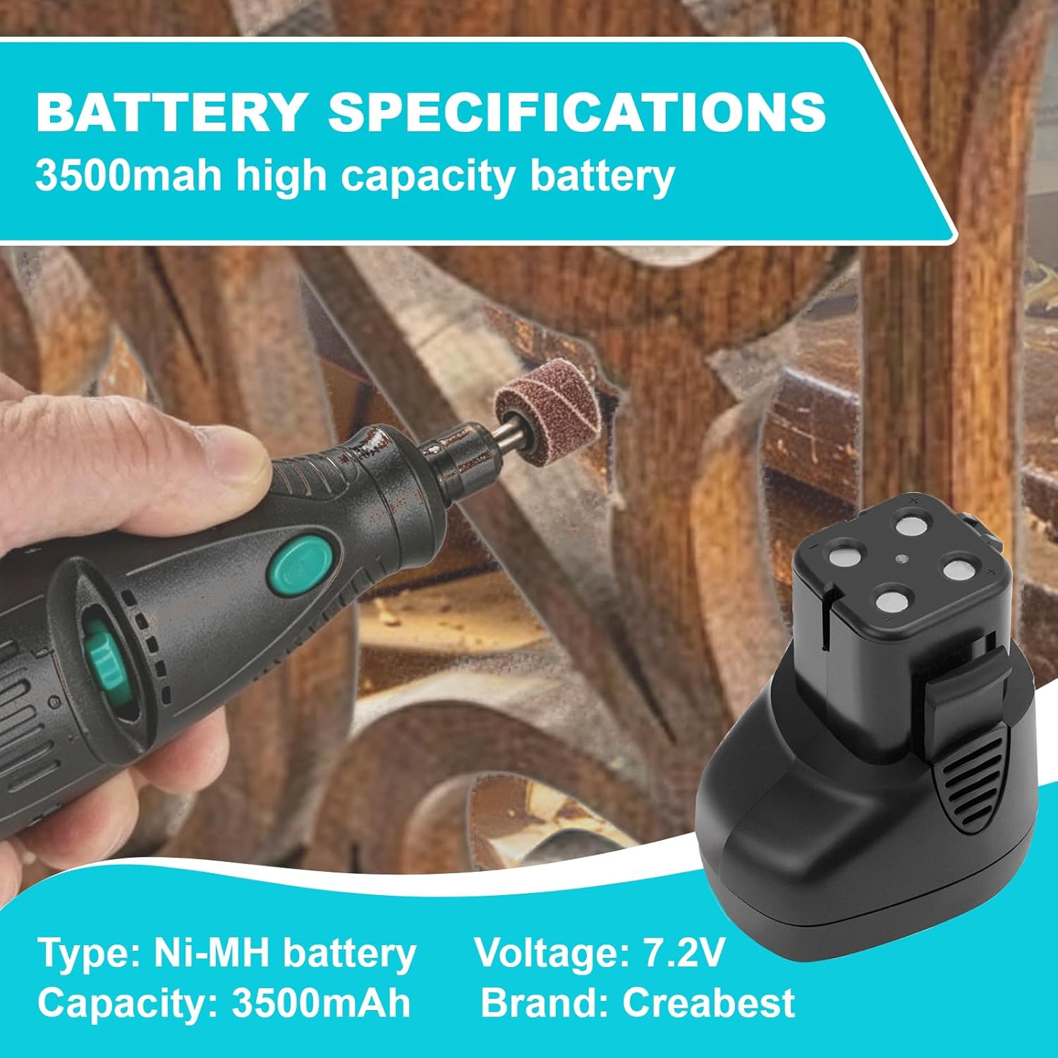 CREABEST 7.2 Volt 3500mAh Ni-MH Battery Compatible with Dremel 7700-1 MultiPro Cordless Rotary Tool Models Replacement for Dremel 7700-01 7700-02 757-01 (Not fit MultiPro 757, Not for 7700 Type 1)