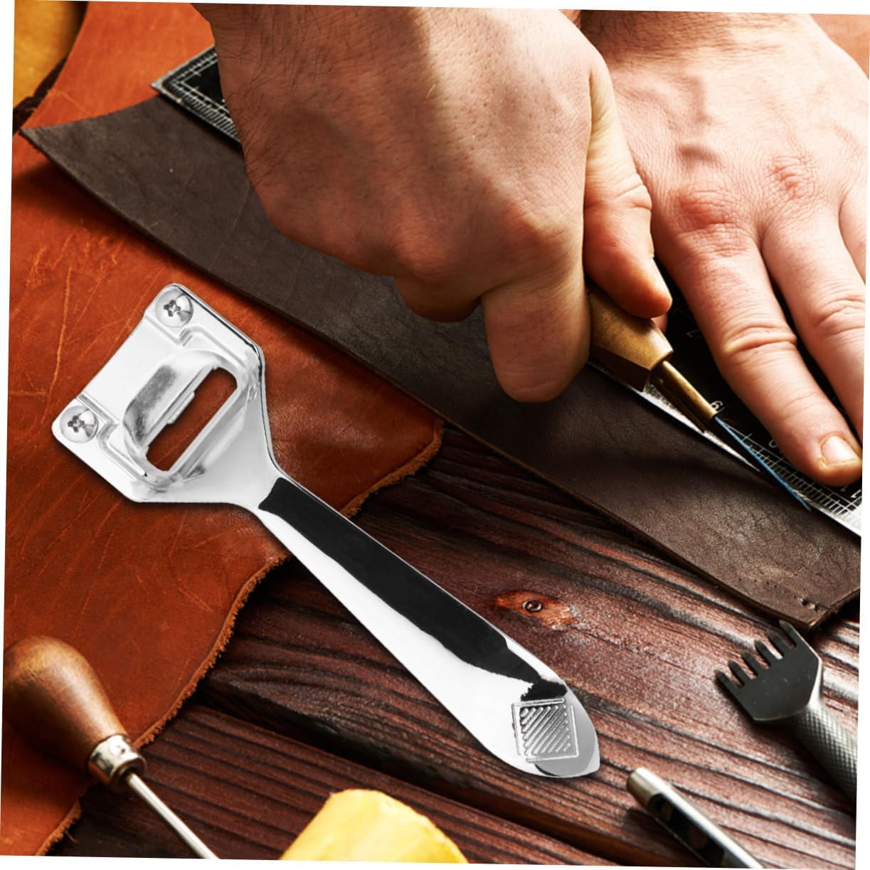 DOITOOL 3pcs Leather Skiver Tool Peeler Thinning Knife for Crafting Includes Leather Splitters Blades Each for Handbags Belts and More and Comfortable Design
