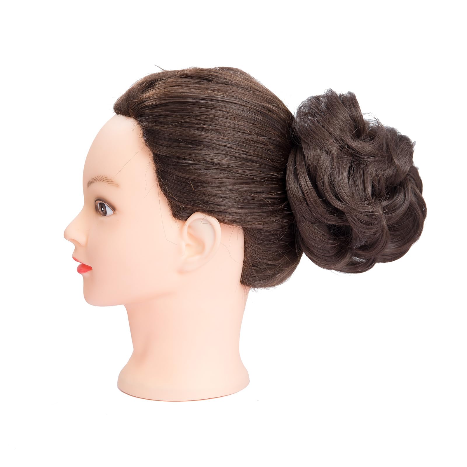 BUYOGET Claw Clip Bun Ponytail Extension Short Curly Wavy Claw Jaw Clip in Synthetic Hairpiece Pony Tail Tale 2 Inches Medium Brown - Image 3