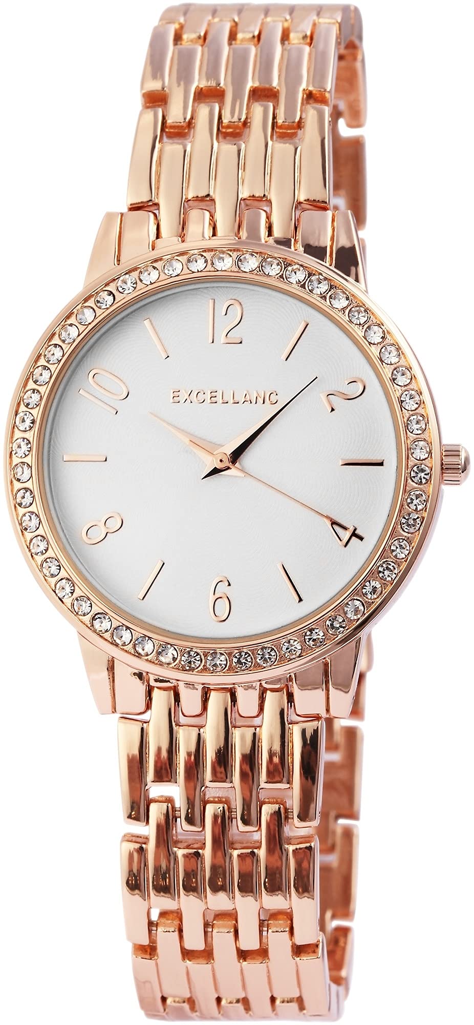EXCELLANC Orologio Da Donna Rosa Oro – Cinturino In Similpelle, Cassa Metallica 34mm, Vetro Minerale, Movimento Al Quarzo