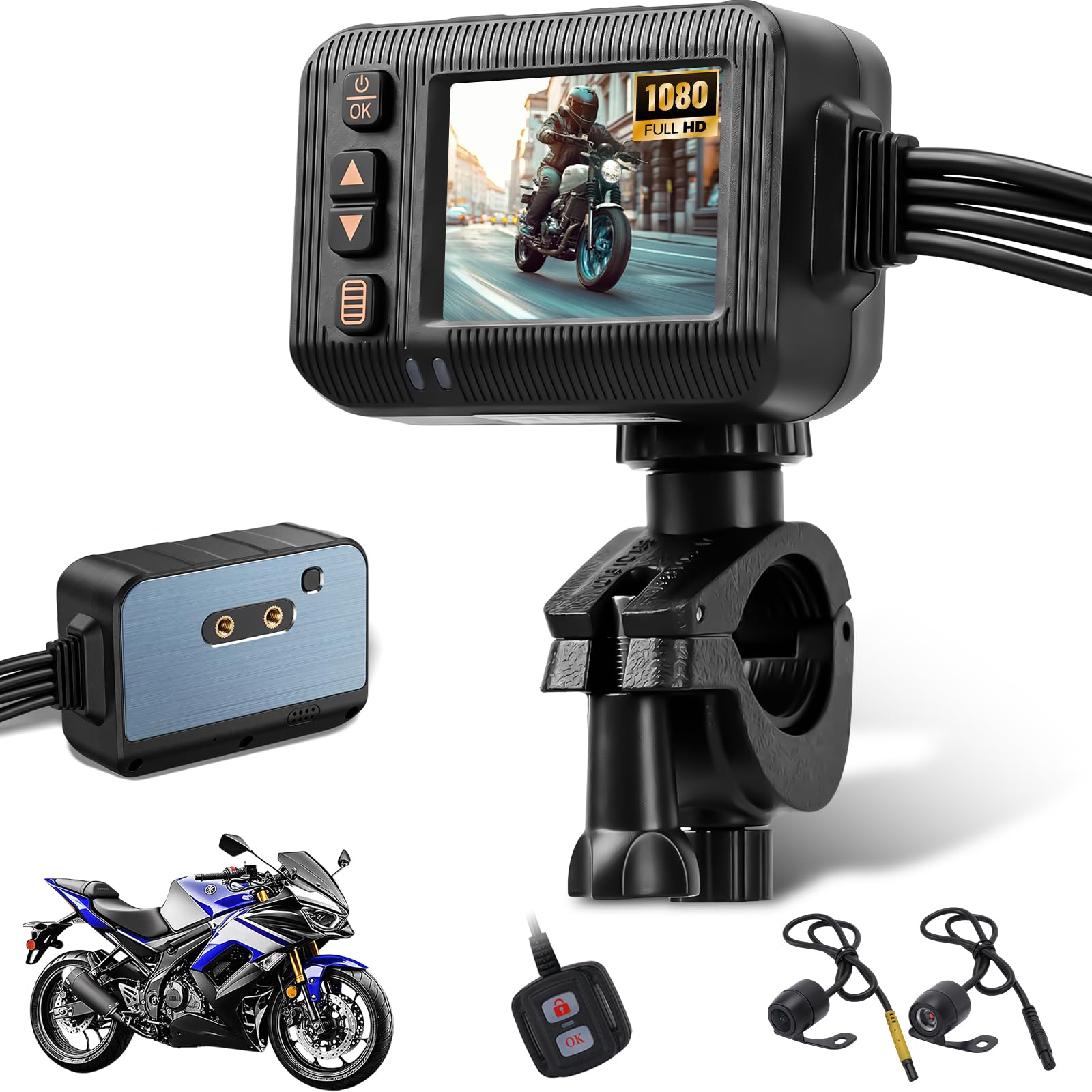 NHOPEEW Kamera pokładowa do motocykla 1080p z podwójną kamerą