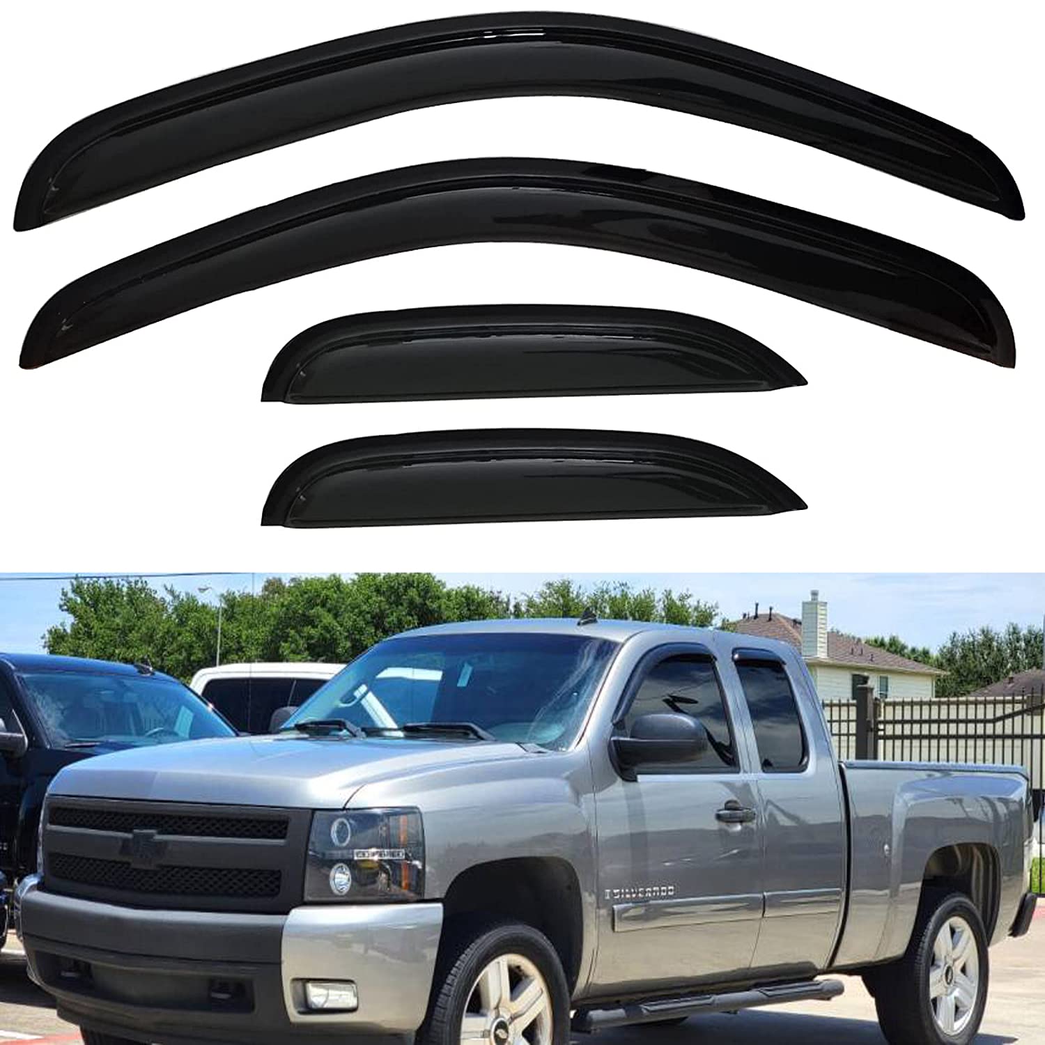 Photo 1 of Side Window Visors Wind Deflectors for 2007-2014 Chevy Silverado/GMC Sierra 1500/2500HD/ 4PCS