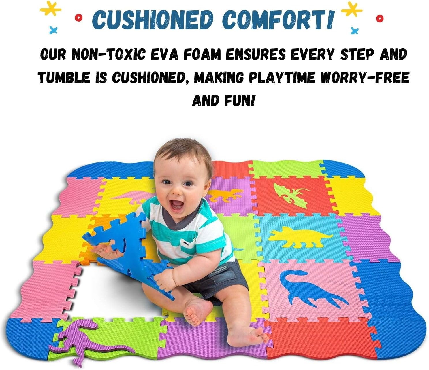 TOYVELT Kids Puzzle Mat Dinosaur + Golf (Blue)