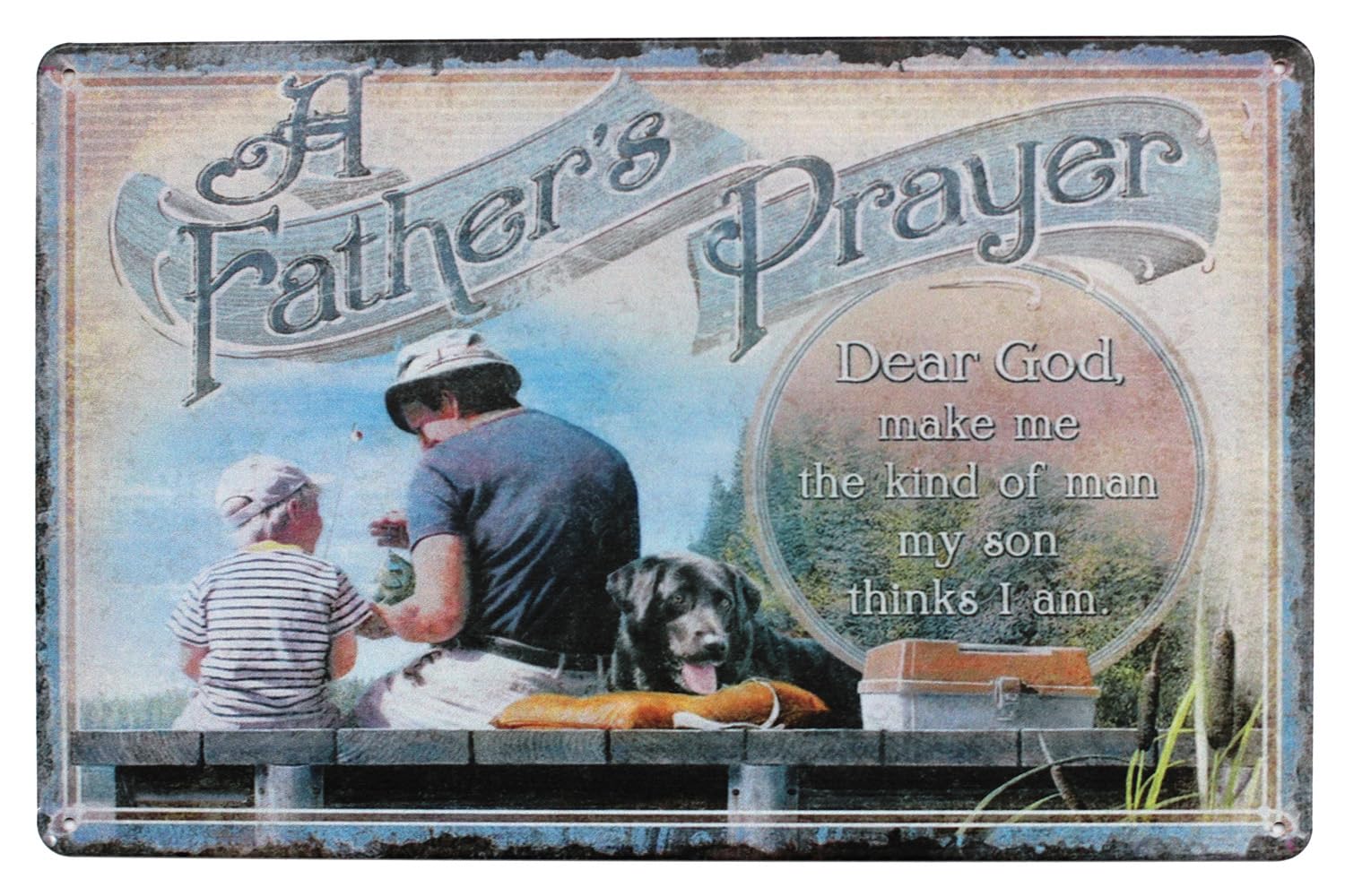KWQDOZF A Father's Prayer Dear God Metal Tin Sign Wall Home Decor Art Plaque Retro Vintage (Father)