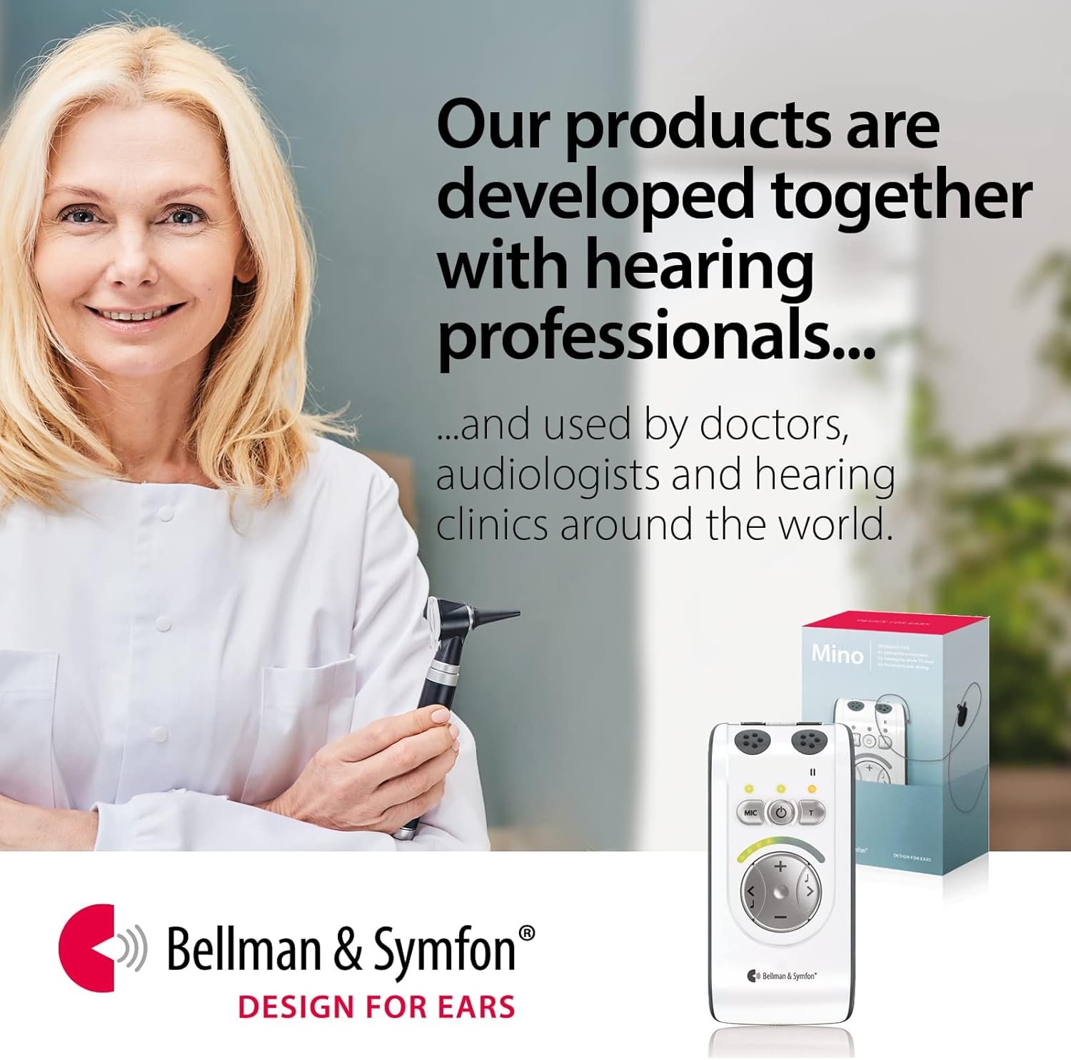 bellman symfon mino personal sound amplifier with headphones microset for difficult hearing situations wireless sound amplification pocketsize