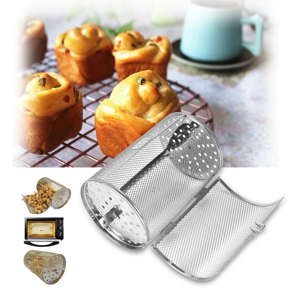 Stainless Steel Oven Basket, 12 * 18cm Stainless Steel Bakeware Oven Roast Baking Rotary Nuts Beans Peanut Basket BBQ Grill, Durable, Not Easy to Deform and Anti-Rust ||-image-14