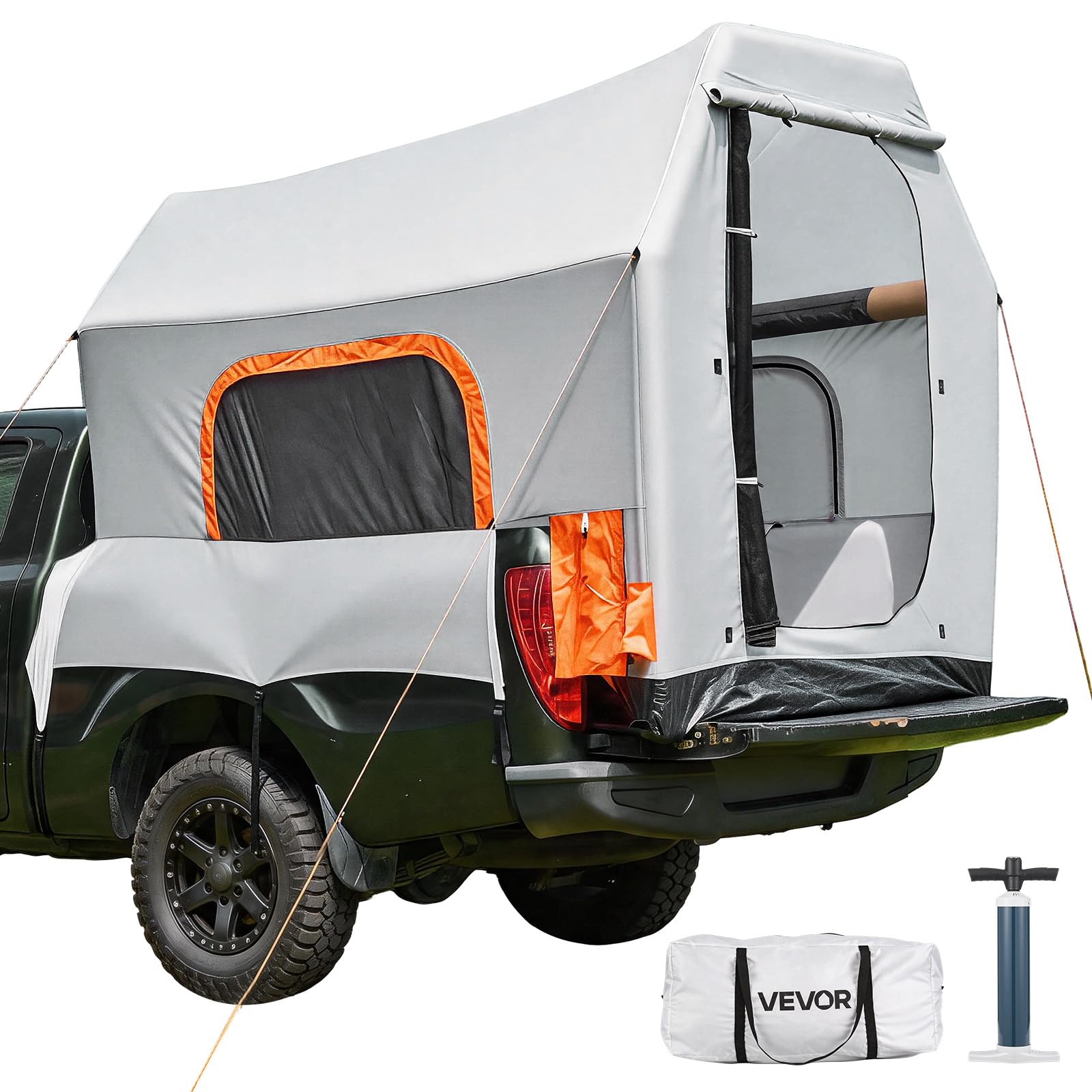 VEVOR Aufblasbares Campingzelt für Ladefläche 219 x 165 x 183 cm, Pickup Zelt Wasserdicht (PU2000 mm) mit Belüfteten Netzfenstern, ideal für Camping Wandern Outdoor-Aktivitäten inklusive Luftpumpe