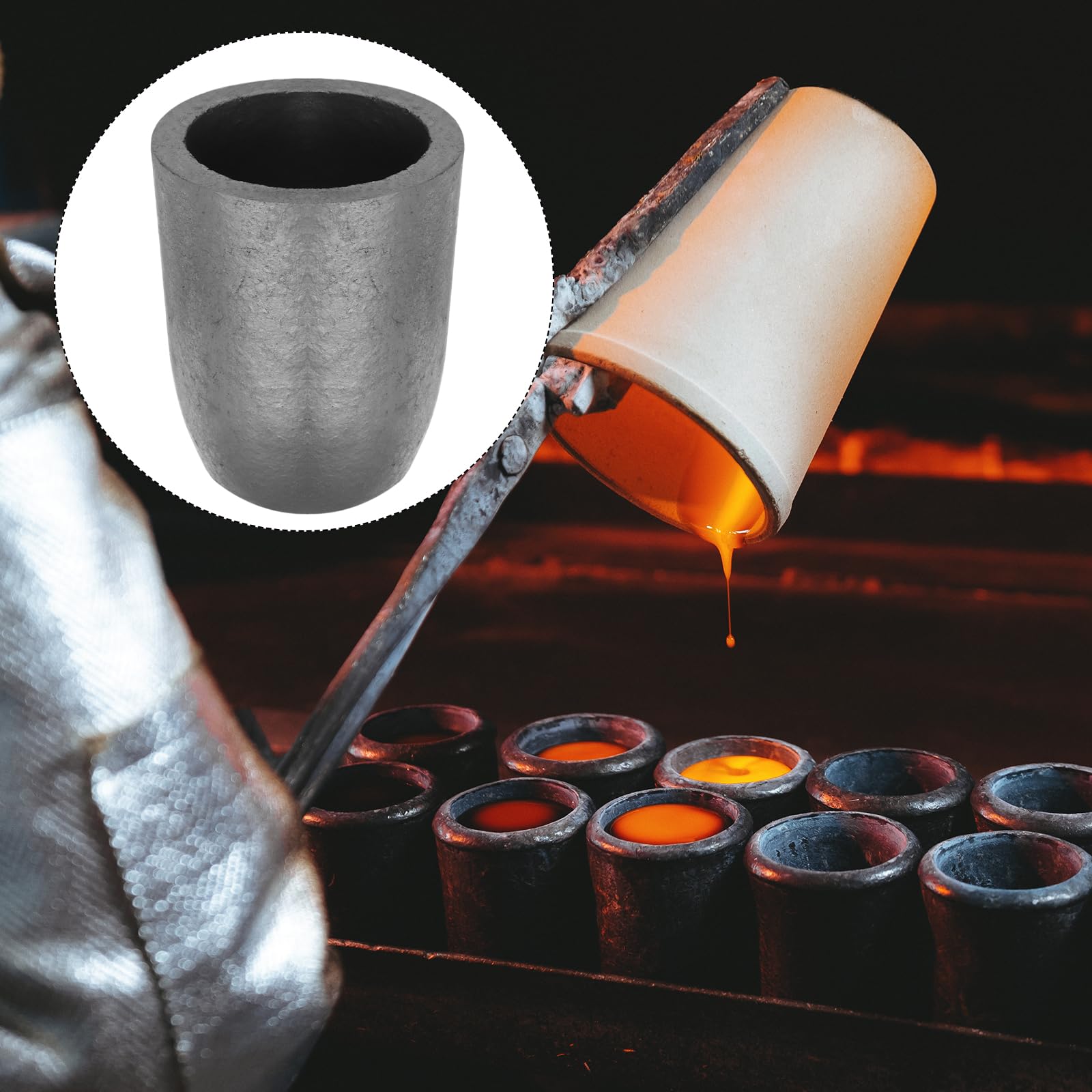 QUARKZMAN Crucible de Grafito de Silicio, 12.3kg Crisol de Fundición de Cobre para Fundir Oro, Plata, Cobre, Molde de Fundición de Horno de Joyería, 120mm ID x 184mm Altura