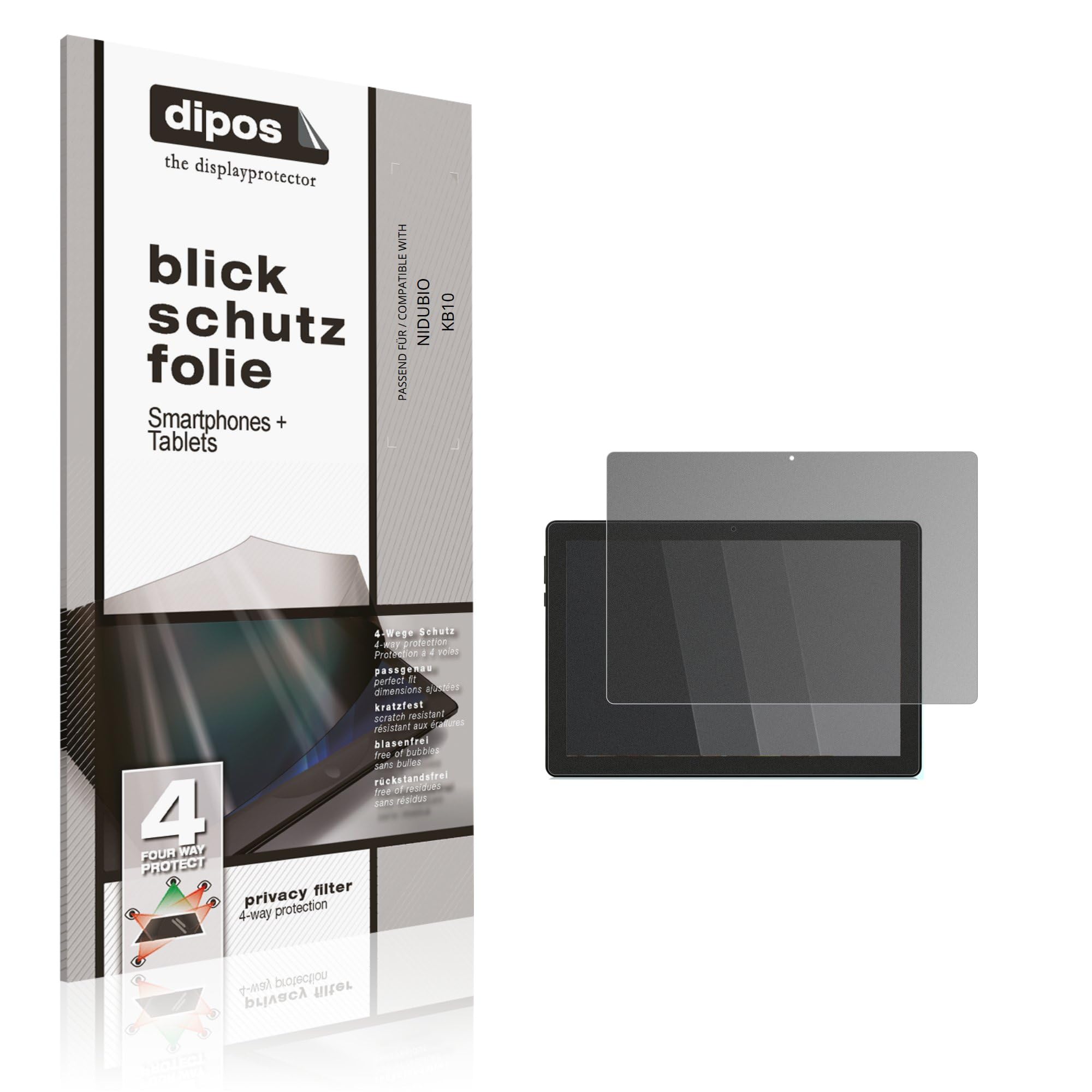 dipos Protector de Pantalla Antiespía para NIDUBIO KB10