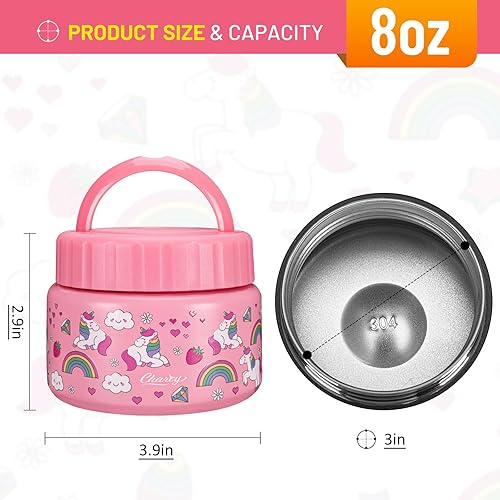 Miniatura 7 de Charcy Termo de 8 onzas para niños de comida caliente, termo de sopa de boca ancha a prueba de fugas, tarro de alimentos aislado para 4 horas