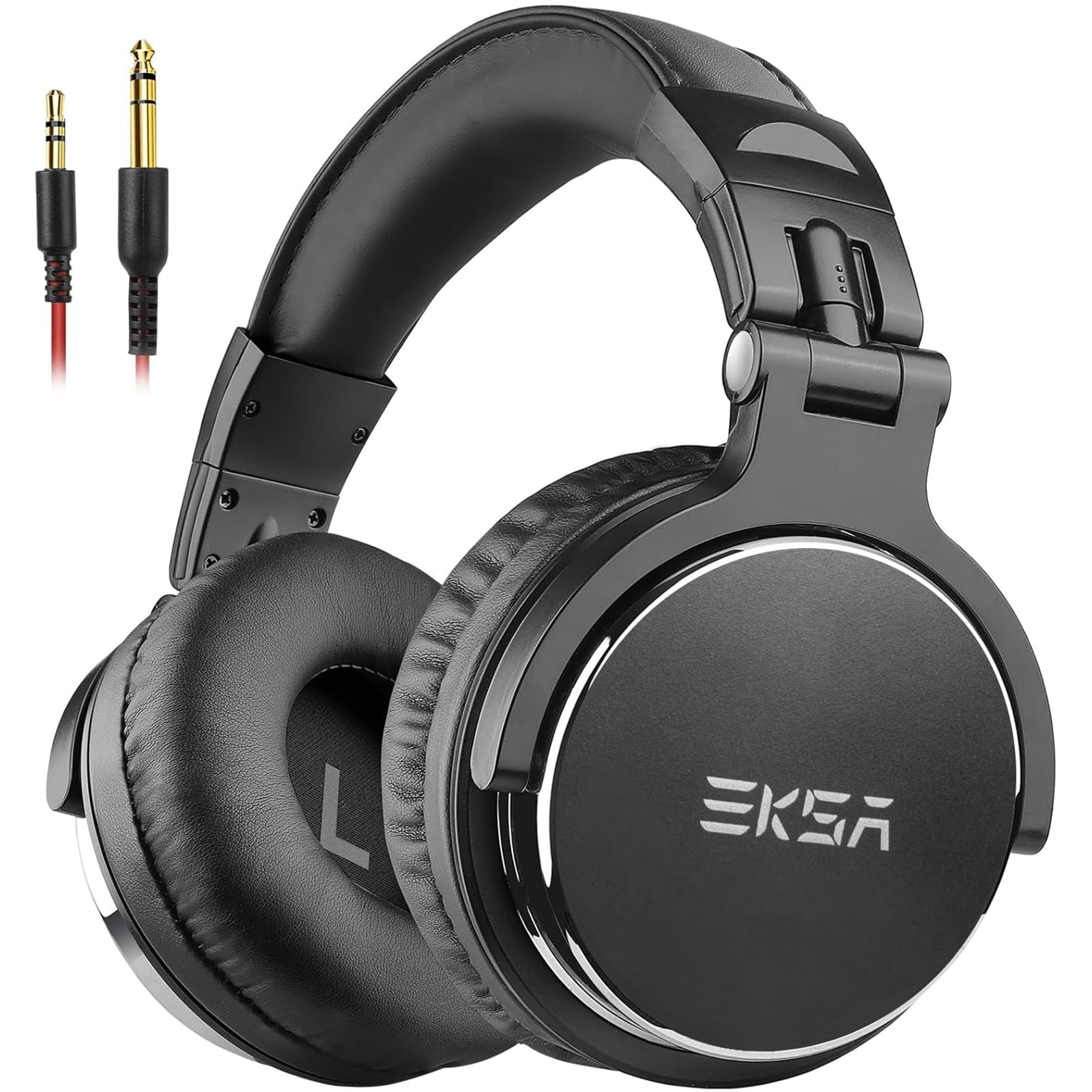 EKSA P100 Casque Audio Filaire, Casque DJ Stéréo-Jack Audio 6.35mm vers 3.5mm, Casque Studio Monitor avec Son Stéréo Hi-Res pour Ampli, Mixage, Podcast, Guitare, Piano, PC Gaming