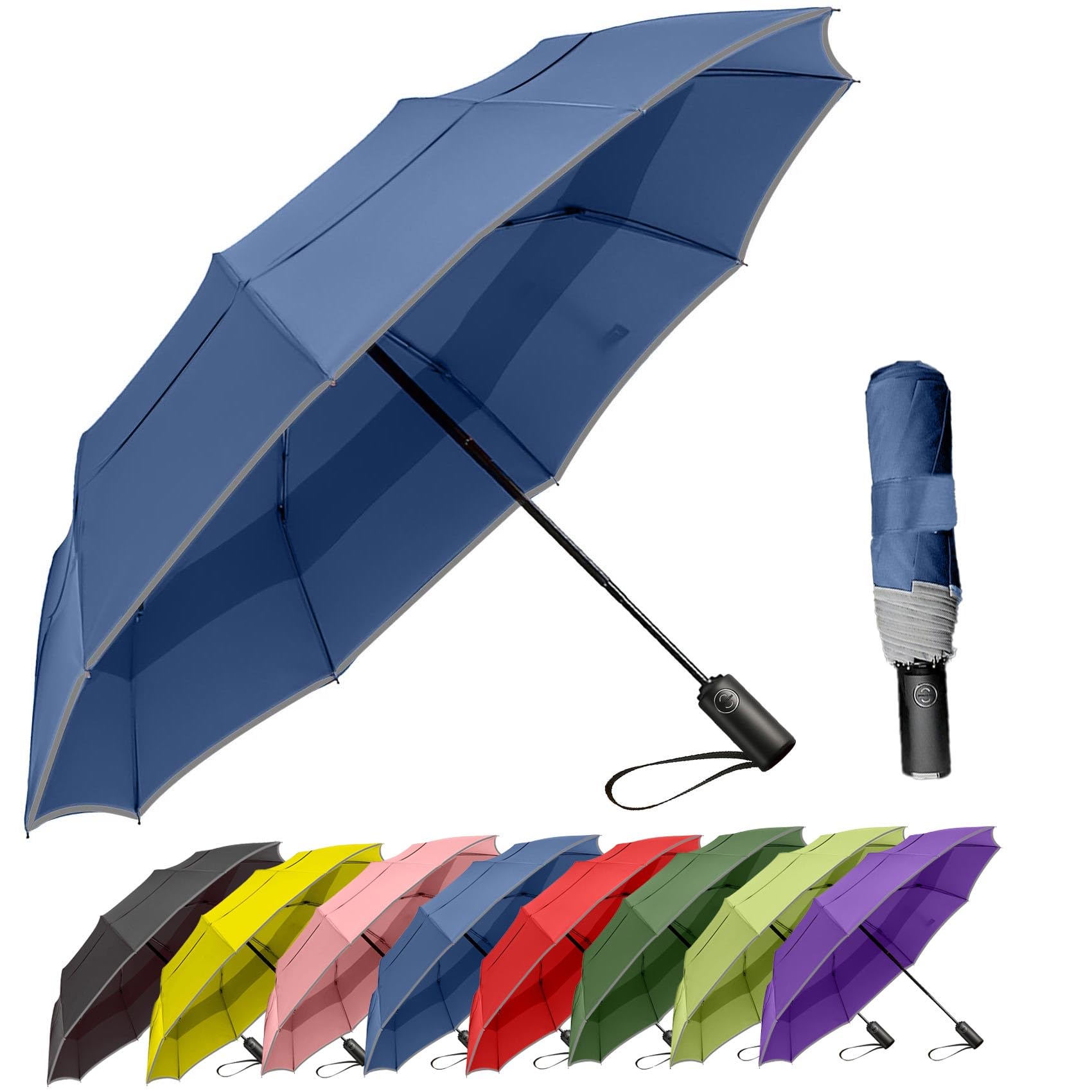 MRTLLOA 42/49 Inch Compact Travel Essentials Umbrella for Rain, Lightweight, Portable, Automatic, Strong, Waterproof Folding Umbrellas for Women, Men