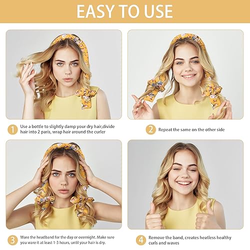 Miniatura 4 de Rizador de pelo sin calor, diadema sin calor para cabello largo, rizadores de pelo sin calor para dormir durante la noche para mujeres, onda suave,