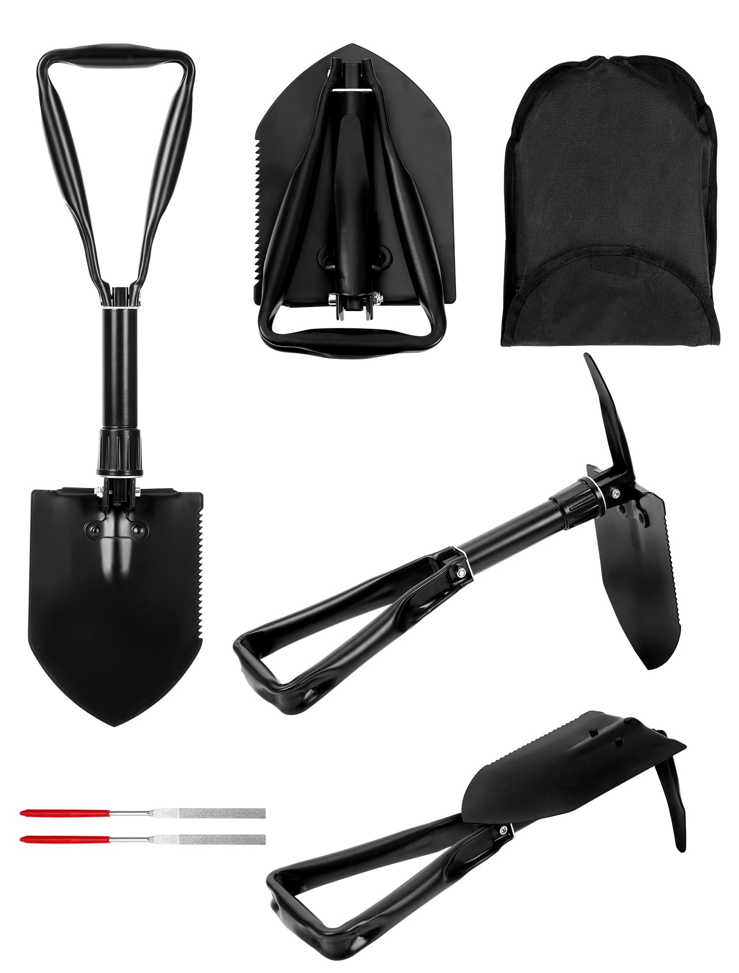 Camping Shovel, 58cm Military Folding Survival Equipment, Portable Shovel For Garden, Hunting, Hiking, Fishing, Car Emergency(Black)