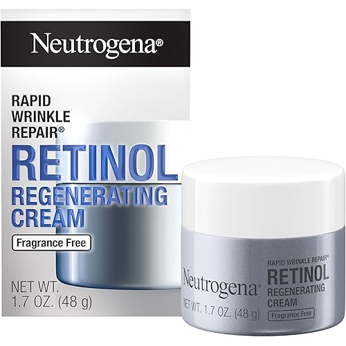 Neutrogena Rapid Wrinkle Repair, Retinol Face Moisturizer, Daily Anti-Aging Neck & Face Cream with Hyaluronic Acid, Retinol Cream, Fragrance-Free, Fades Fine Lines, Wrinkles and Dark Spots, 1.7 oz