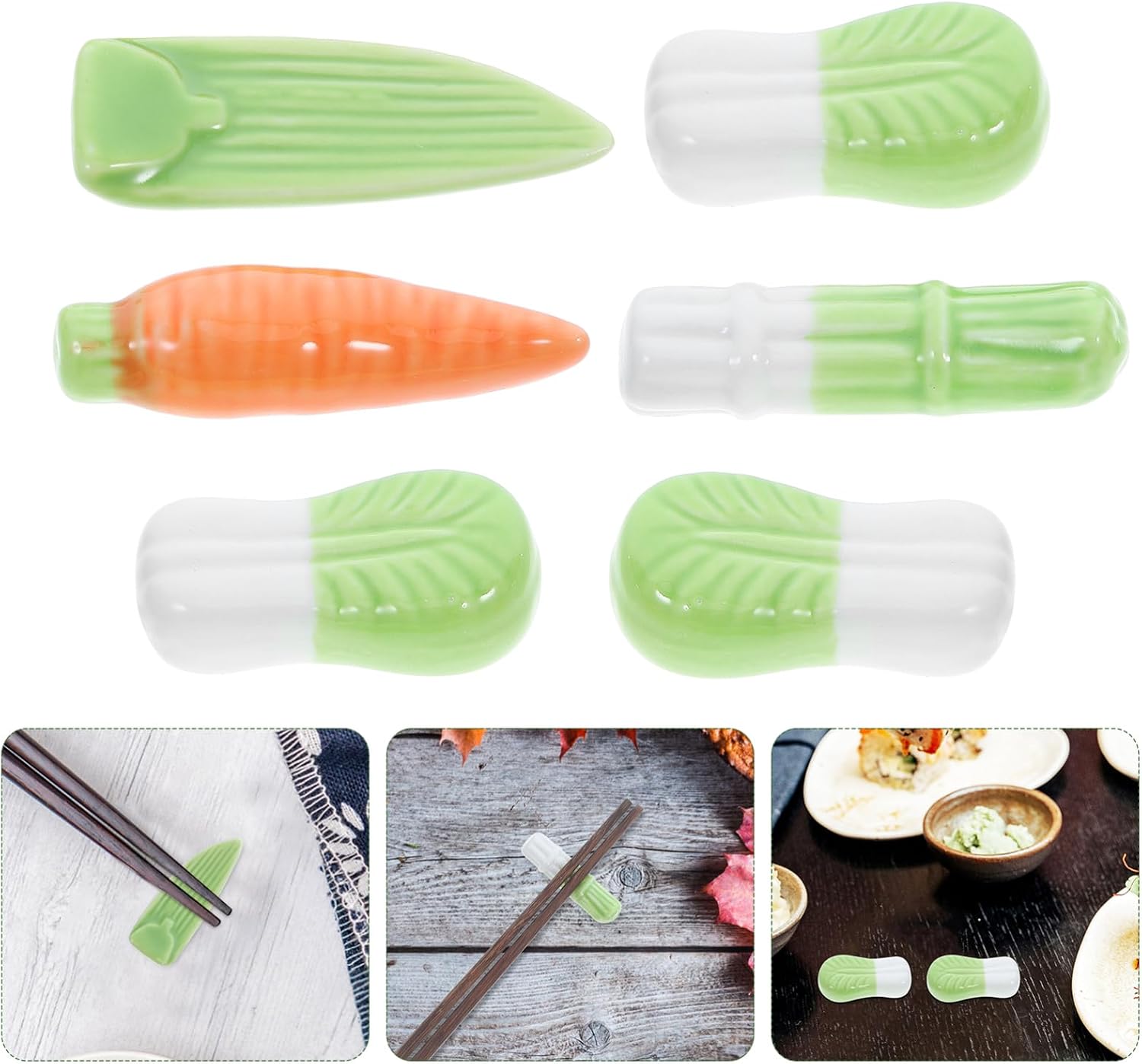 6pcs Ceramic Chopstick Rests Vegetable Series Chopsticks Support Lunch Utensil Holder Elegant Kitchenware
