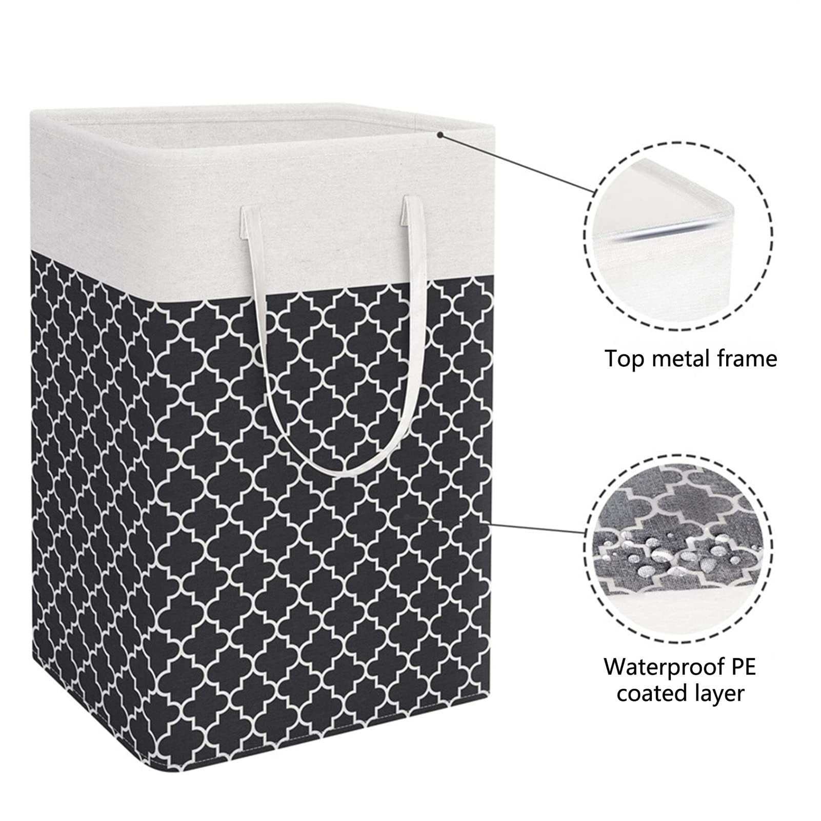 BlissTotes Cesto Portabiancheria Grande Pieghevole – 82 Litri, Con Manico In Alluminio, Impermeabile, Per Bagno E Università (nero, L 74cm)