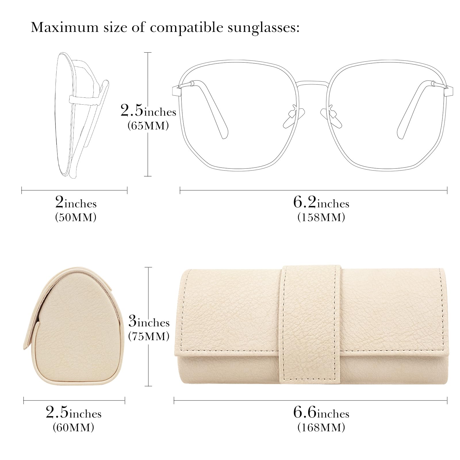 Custodia rigida extra large per occhiali sole, organizer portaoggetti per occhiali sole oversize compatibile con DIOR Diorbay S1U Prada PR 59WS PR 63XS Versace VE2251 VE2252 VE2150Q VE2233 (Bianco)