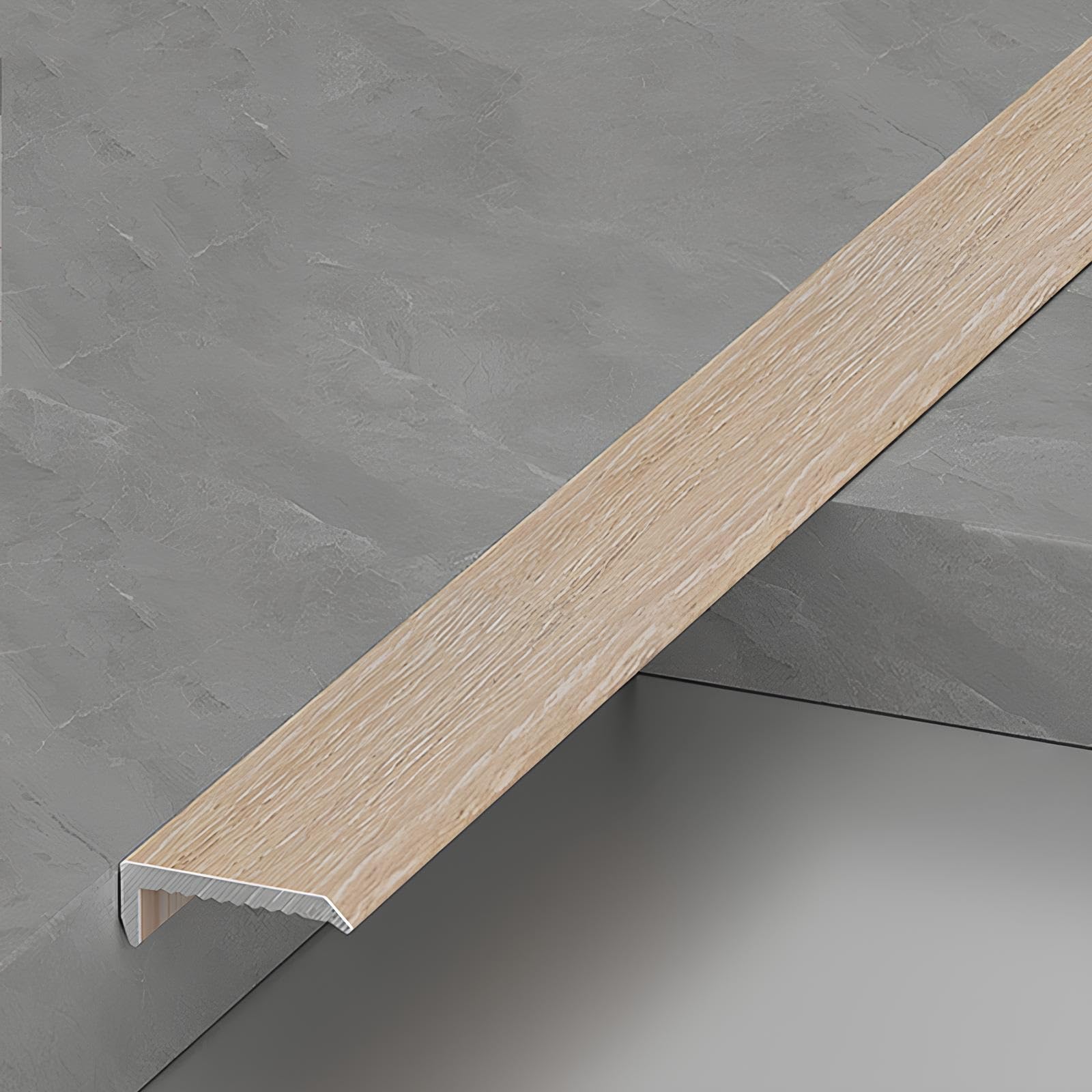 3-częściowe aluminiowe wykończenie krawędzi schodów, listwa przejściowa podłogi w kształcie litery L, metalowa osłona krawędzi stopnia, listwa progowa podłogi z płytek drewnianych(Wood,5x14mm)