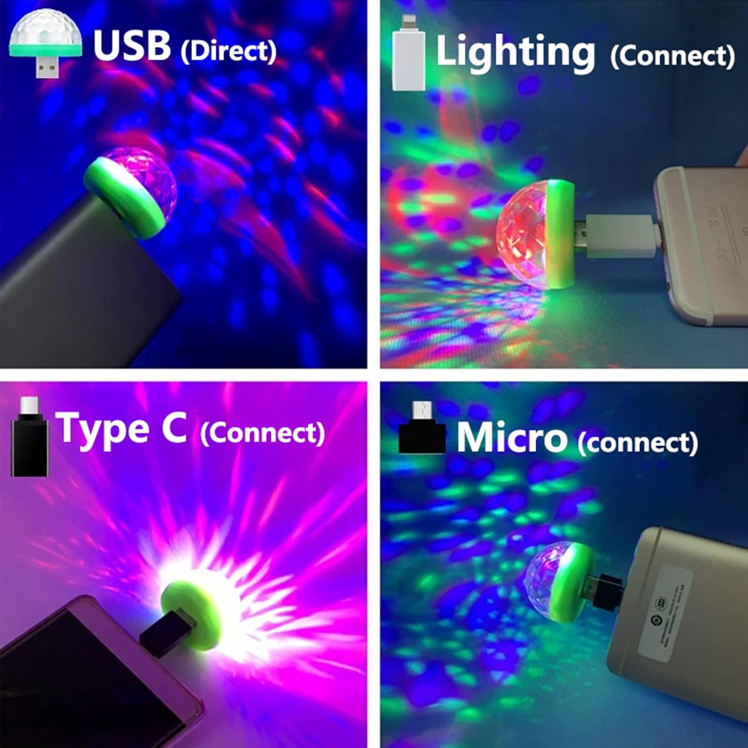 USB Party Lights Mini Disco Ball,Led Small Magic Ball Sound Control DJ Stage Light Colorful Strobe RGB Lamp for Christmas/Brithday/Wedding/Club/Karaoke Decorations,Suitable for Mobile Phones (10 pcs)