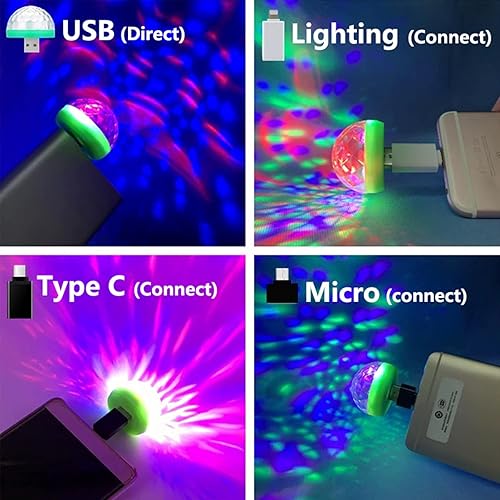 Miniatura 5 de Luces USB para fiesta, mini bola de discoteca, pequeña bola mágica, control de sonido, luz de escenario de DJ, lámpara estroboscópica RGB colorida