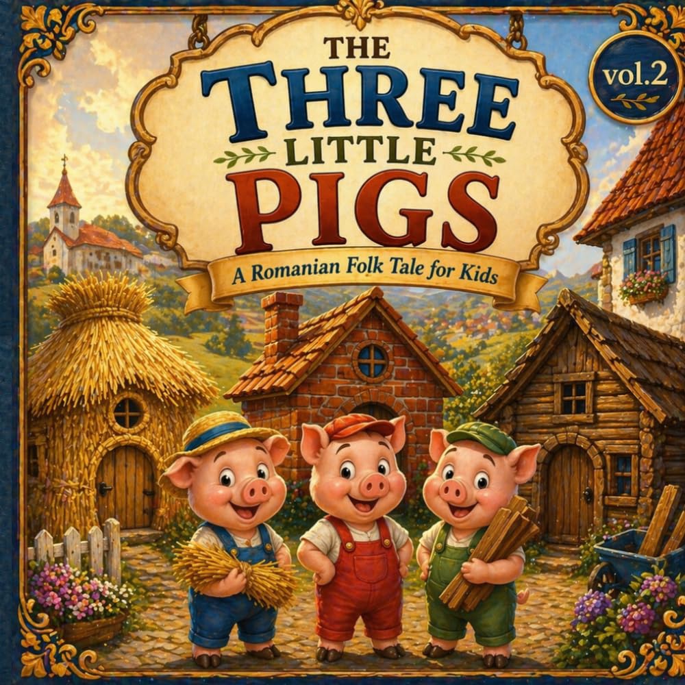 Bedtime Story for Kids Ages 3–7 The Three Little Pigs: Romanian Folk Tales Vol. 2 (Romanian Folk Tales for Kids)