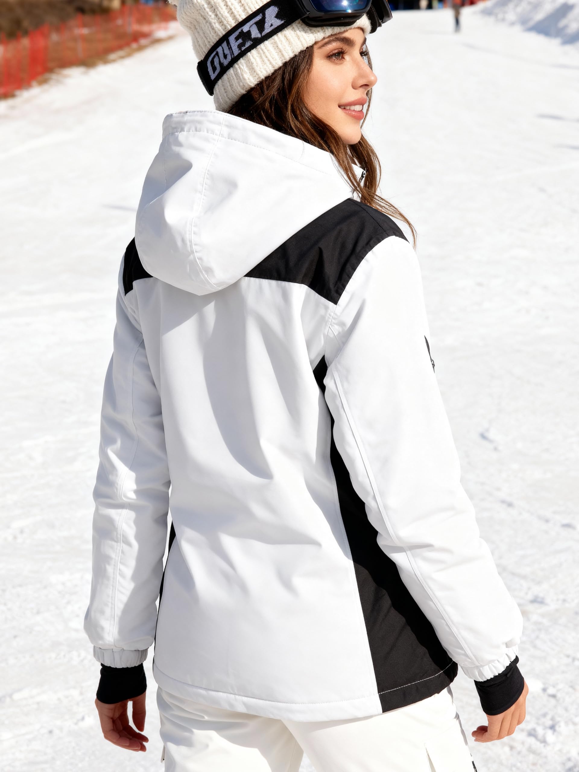 FREE SOLDIER wasserdichte Damen Schneejacke Warm Fleece Gefüttert Winter Regenjacke mit Kapuze Voll verschweißte Nähte