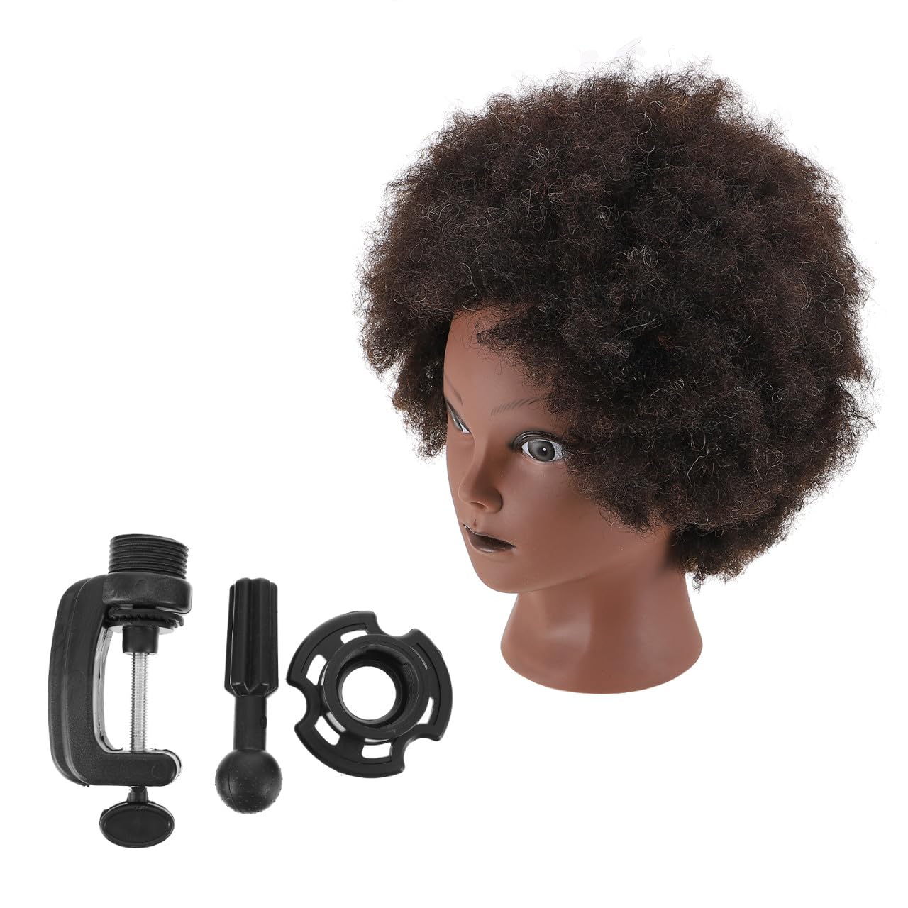 Afro Übungskopf für Friseursalon und Barbier Schwarz
