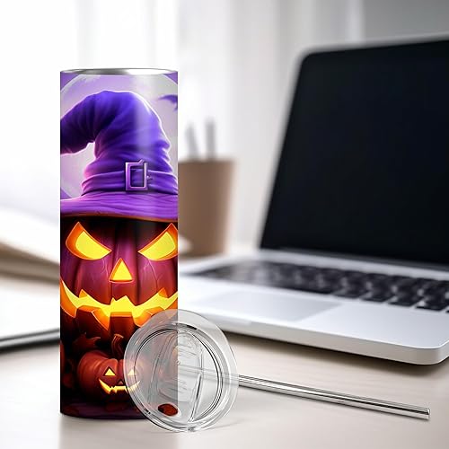 Miniatura 2 de H3 CUSTOMS Vaso de viaje delgado de 20 onzas con tapa y pajilla, acero inoxidable con aislamiento de doble pared para café, té, bebidas, bebidas