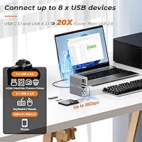 Vista 5 de Estación de acoplamiento DisplayLink con monitor dual 4K @60HZ para MacBook, Windows, Tobenone Universal Mac Mini M4 Dock con 2 HDMI y 2 DP, entrega