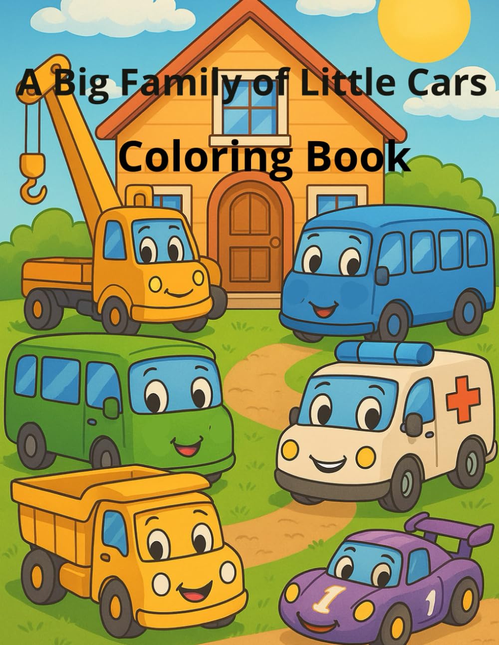 A Big Family of Little Cars: Coloring Book