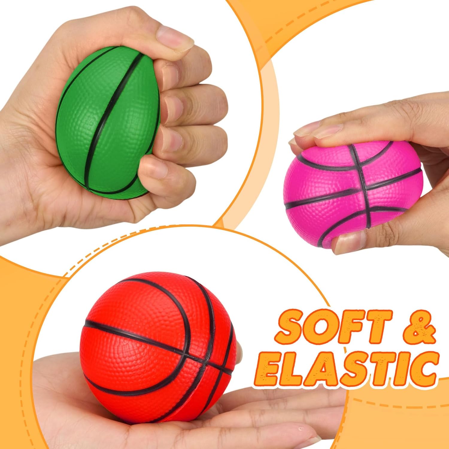 Sumind 48 Pcs 2.5 Inch Mini Basketball Stress Balls Mini Basketball Party Favor Small Foam Squeeze Sports Ball for Stress Pressure Relief Reward Party Gifts(Multicolor)