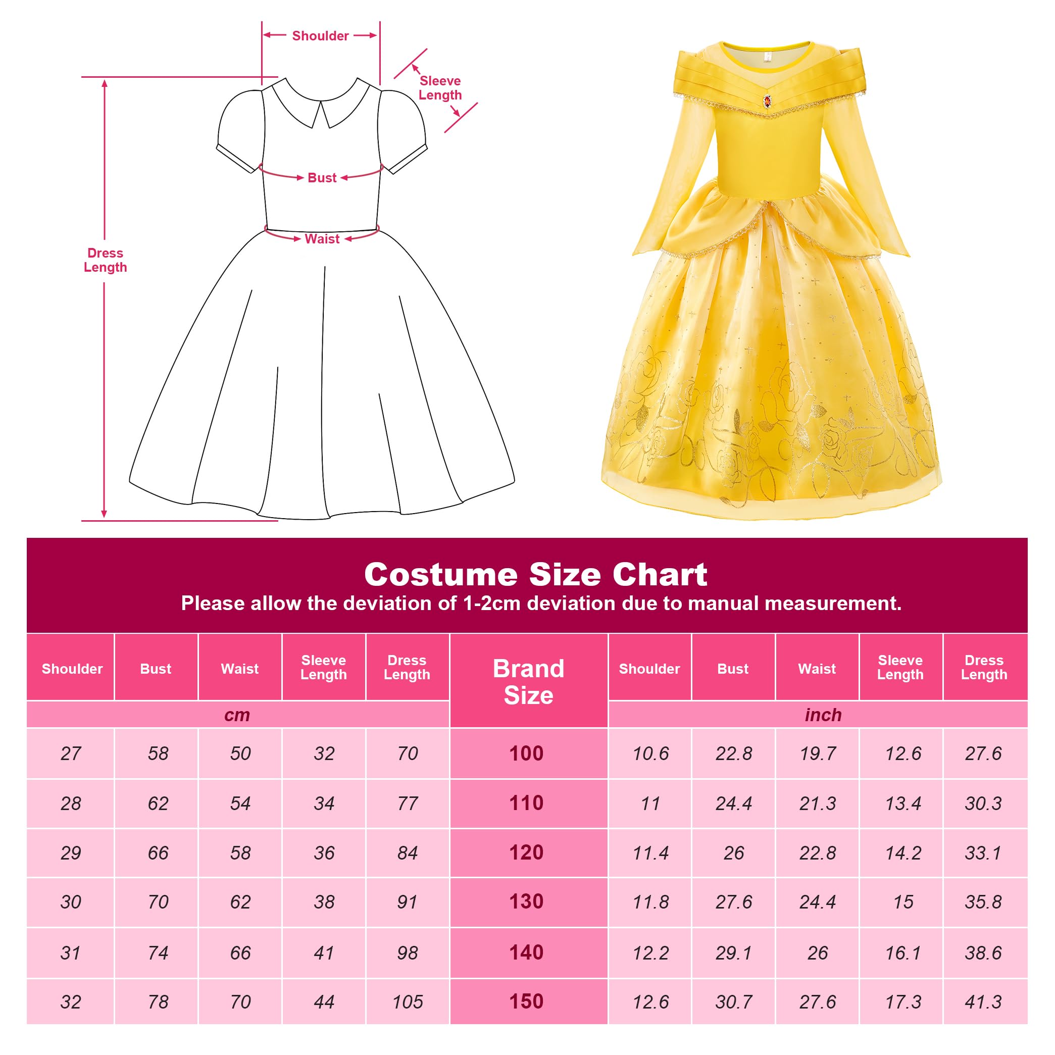 ReliBeauty Kostüm Mädchen Faschingskostüme Kleid Gleb Langärmel mit Zubehöre