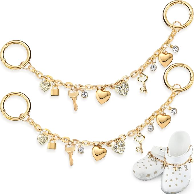 2 Pieces Chains for Shoe Decoration Bling Metal Chain