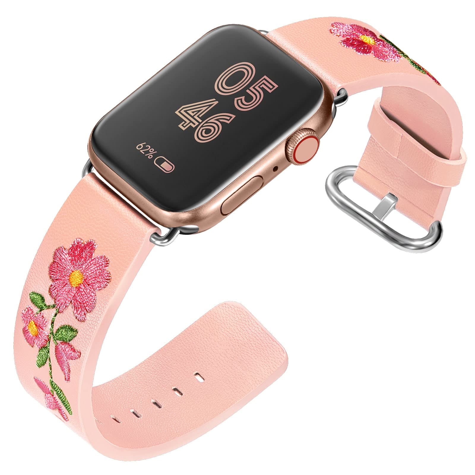 FENICHI Leather Watch Bands for Apple Watch 44mm 38mm 40mm 41mm 42mm 45mm 49mm Personality Embroidery Elegant Wristbands For iWatch Series 8 7 6 5 4 3
