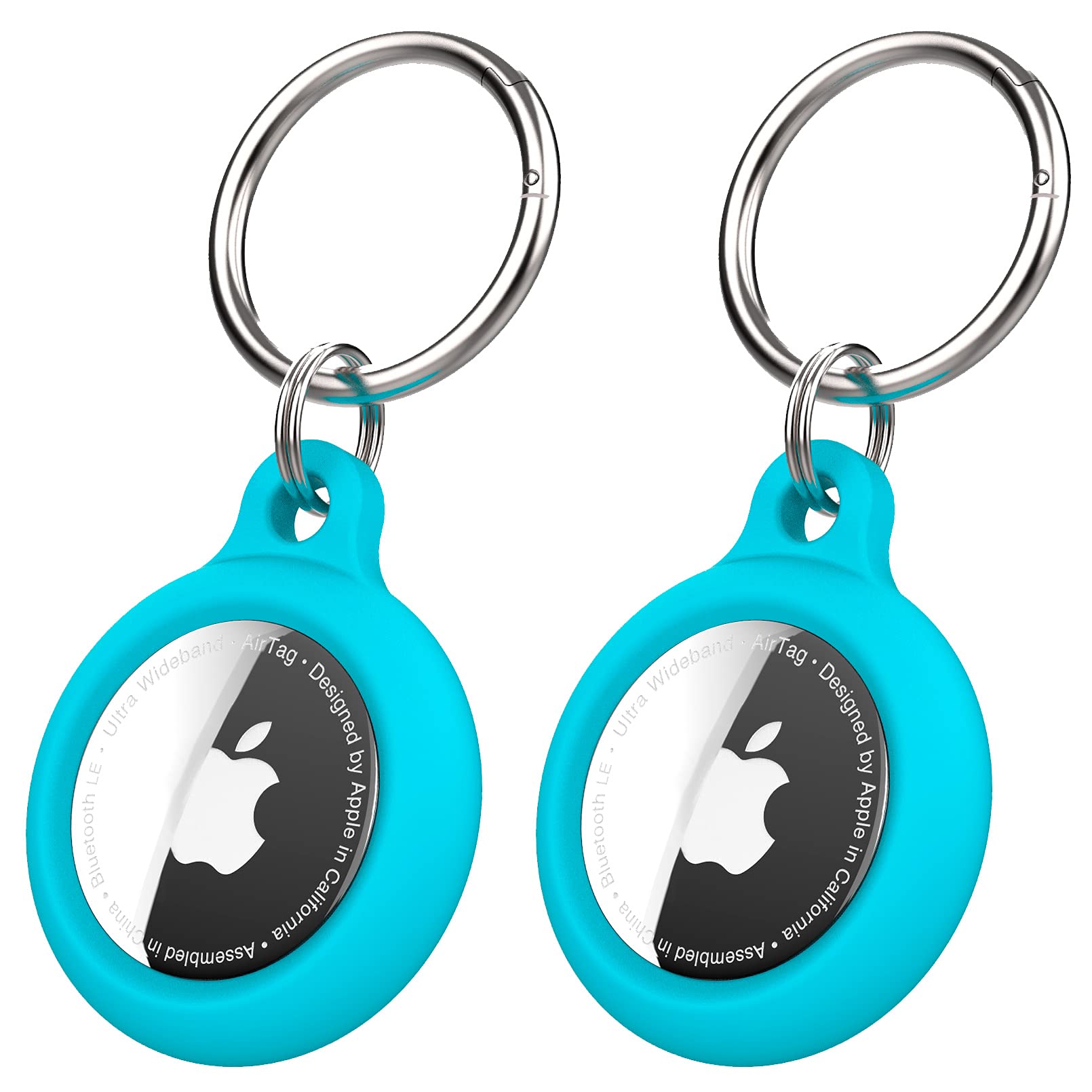 ICARERSPACE[2PCS] Air Tag Keychain, Apple AirTag Holder with Airtag Key Ring Designed for Apple AirTag GPS Case - Blue