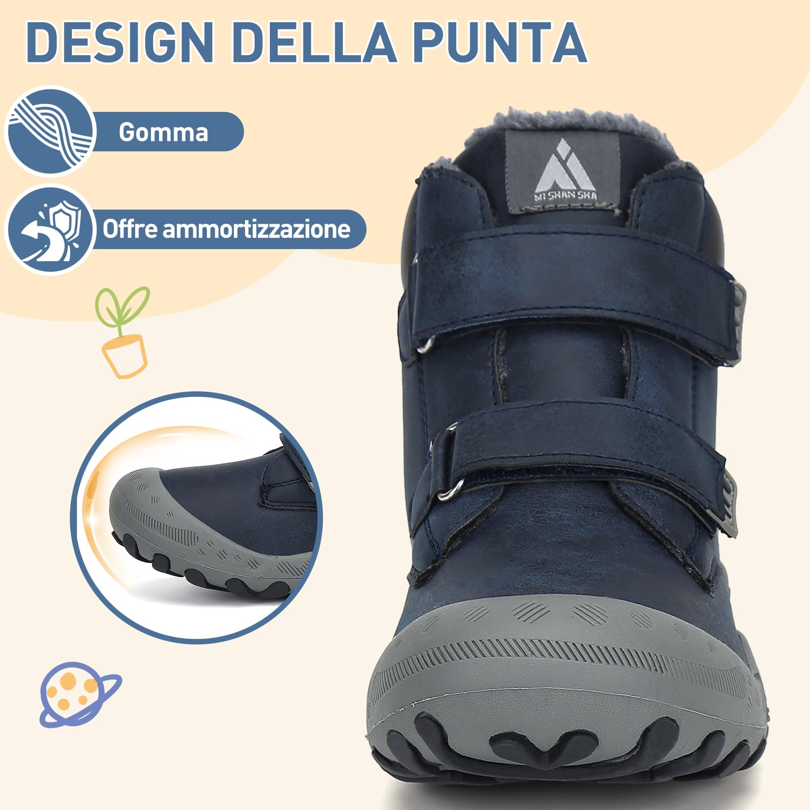 Mishansha Scarpe Invernali Bambini Stivaletti Neve Blu Scuro 26EU