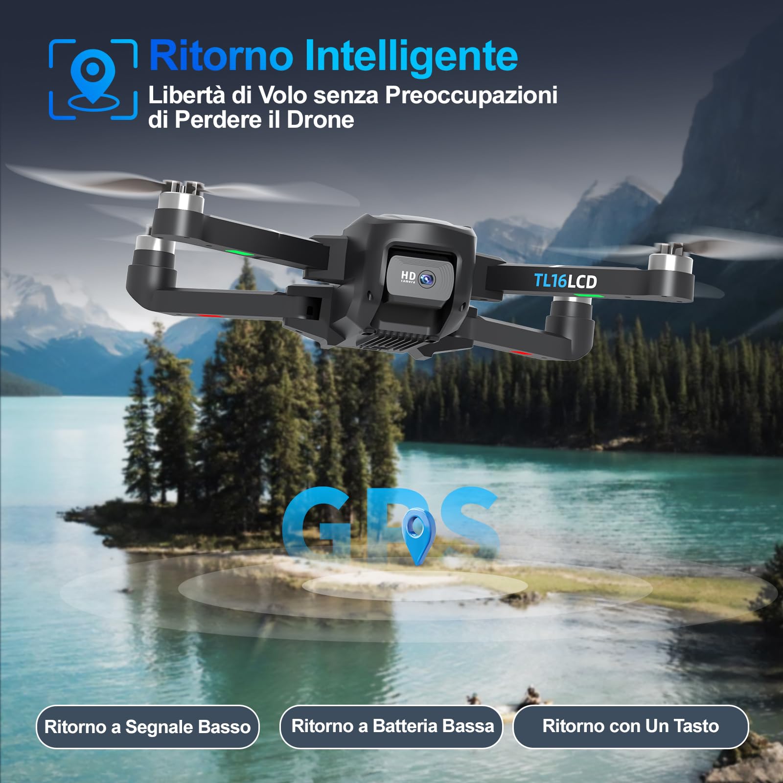 Tolatoyus Drone con Telecamera 4K per Adulti, Drone GPS con Telecomando LCD Follow Me Ritorno Automatico Trasmissione 5G Lungo Raggio Quadricottero Pieghevole Droni per Principianti