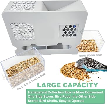 Bird Feed Shell Blowing Machine,No Assembly Required Husk Remover Wind Sheller Bird Seed Cleaner Machine, With Adjustable Speed Fanintelligent Digital Displayrechargeable and Washable Quick Shelling