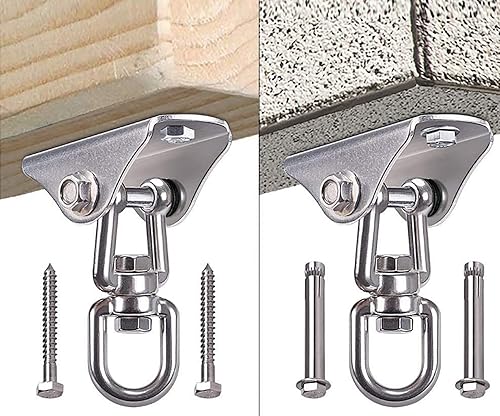 Miniatura 2 de Gancho de suspensión resistente, gancho giratorio de 360 con 4 tornillos para porche, yoga, hamaca, bolsa de arena para interiores y exteriores,