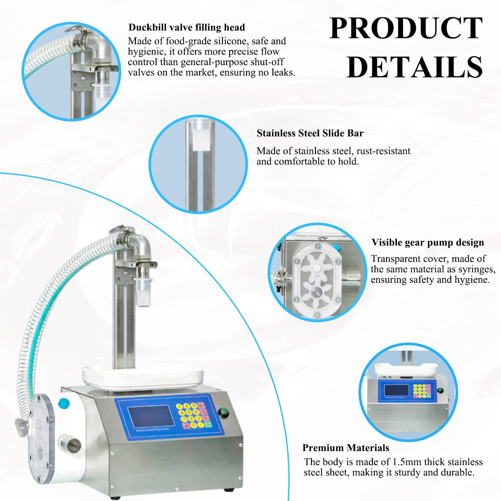 Machine De Remplissage De Liquide Visqueux, Volume De Remplissage 10g-3kg / 10g-10kg, Convient pour Le Miel,La PâTe De SéSame, Poire d'automne. Plastic-3L