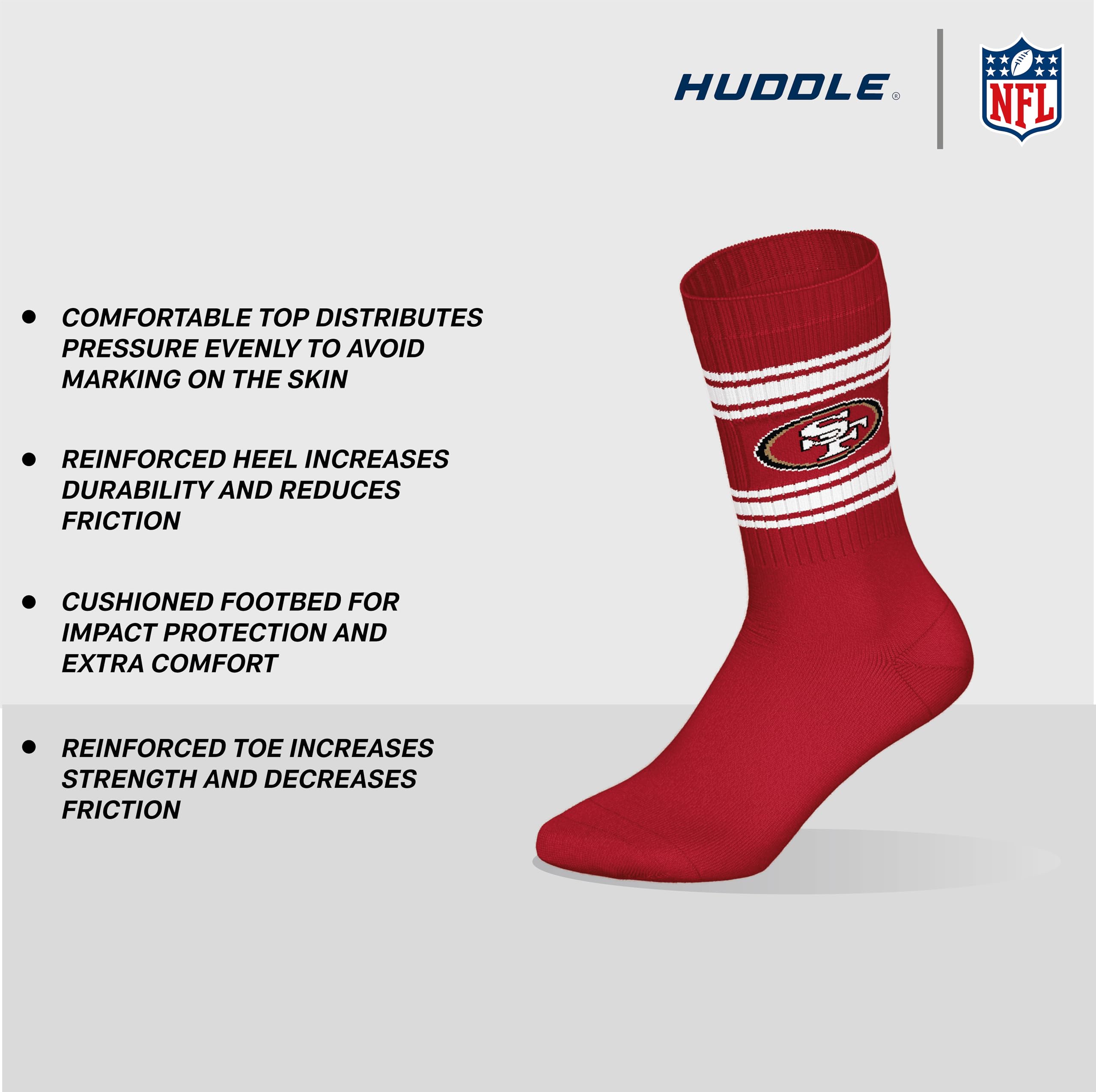 SAN FRANCISCO 49ERS 3pk Crew Socks - RED/WHT/BLK - 39/42