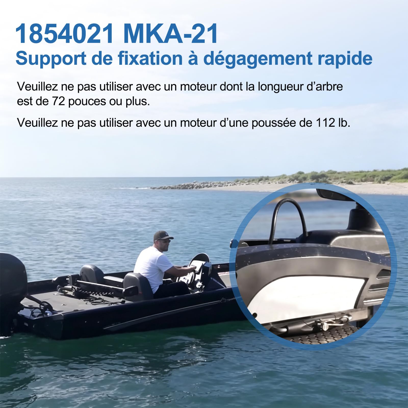 pour Minn Kota 1854021 MKA-21 Composites Supports à dégagement Rapide, Support de Montage pour Moteur à la traîne
