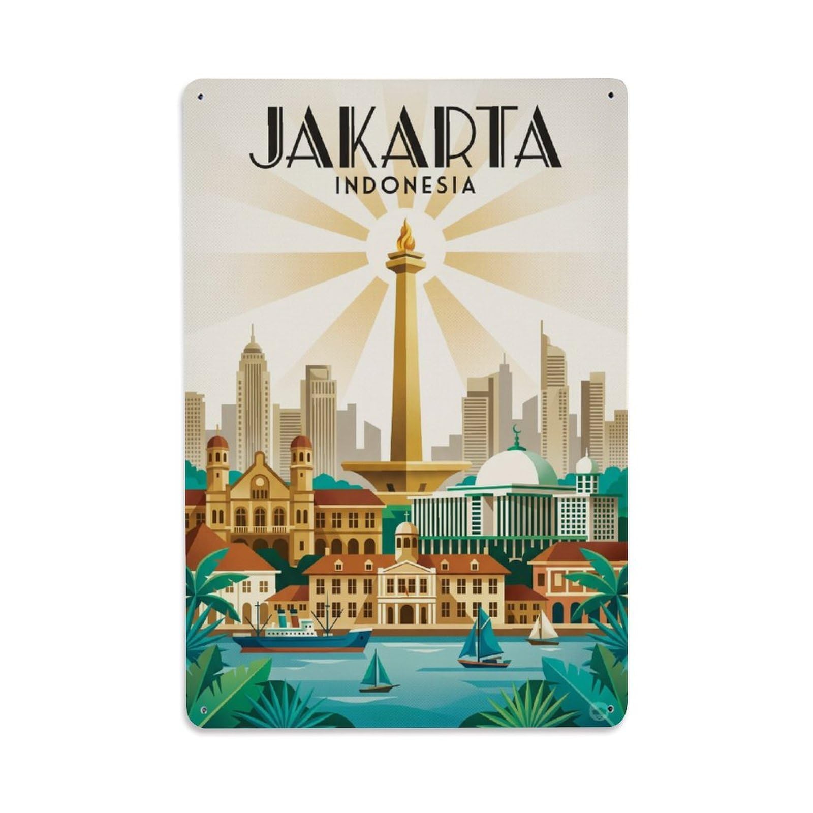 Metal Tin Sign Vintage Travel Indonesia Jakarta
